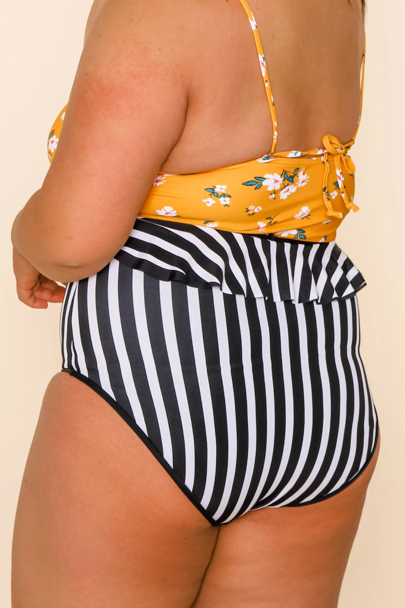 Cabana Reversible Bottoms | Black/Black & White Stripe | Final Sale