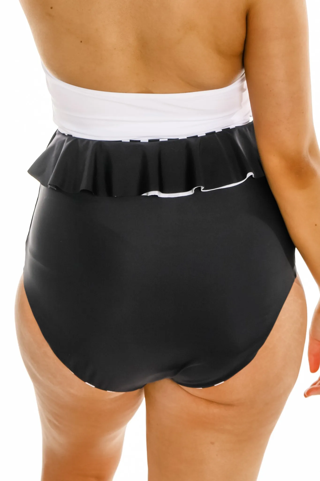 Cabana Reversible Bottoms | Black/Black & White Stripe | Final Sale
