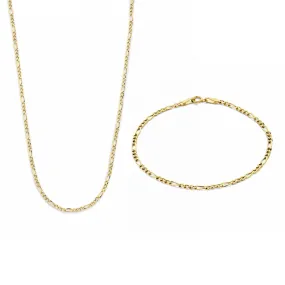 Cadeau d'Isabel 14 karat gold necklace and bracelet gift set