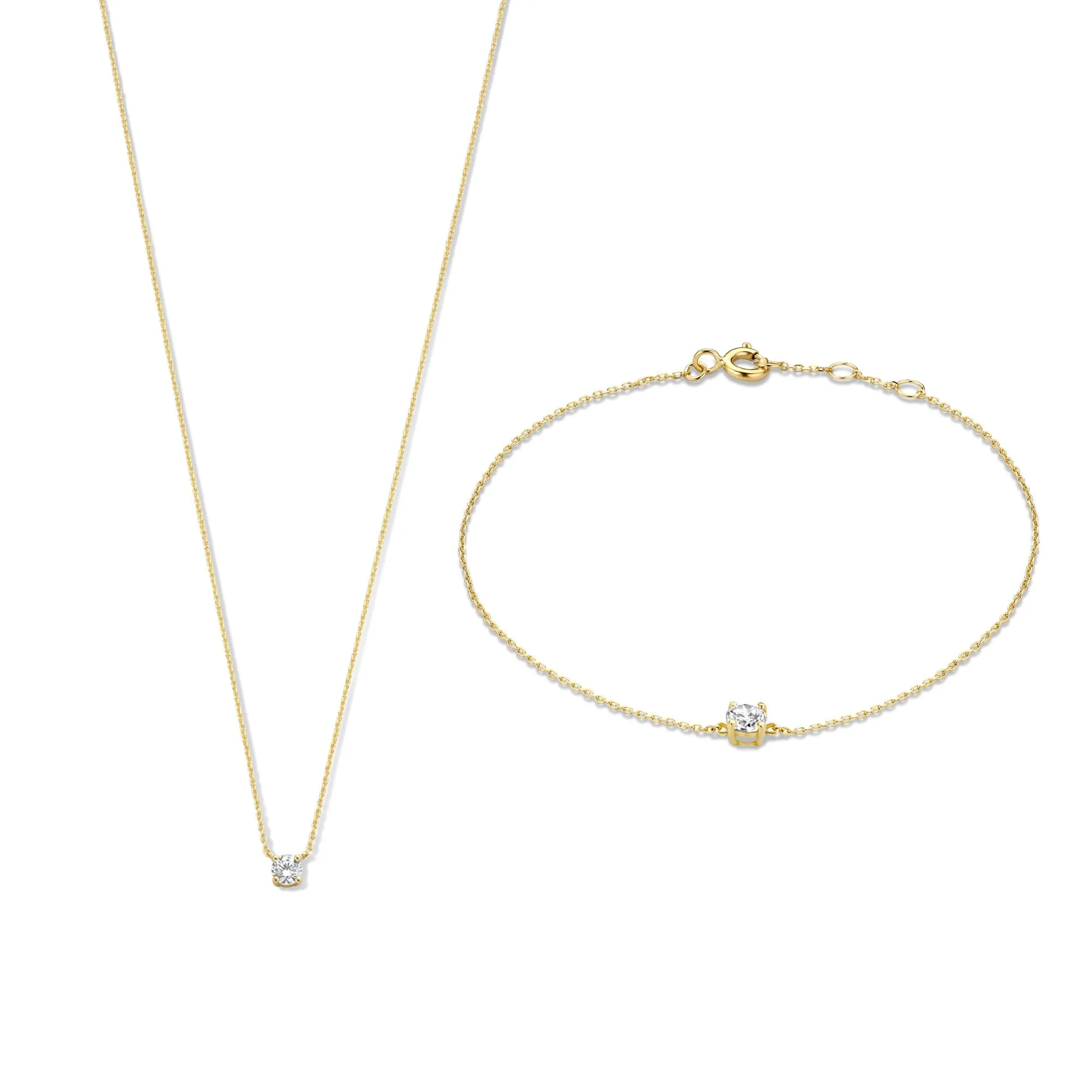 Cadeau d'Isabel 14 karat gold necklace and bracelet gift set
