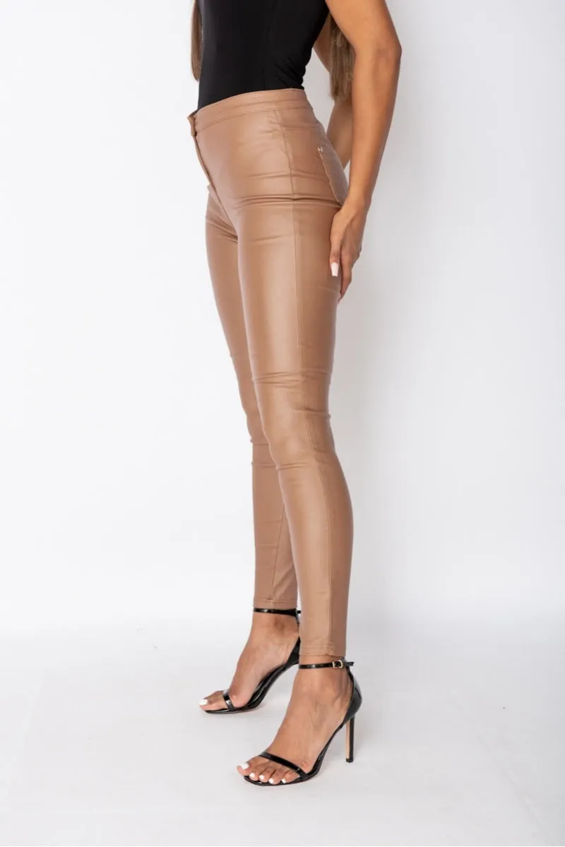 Camel Coated High Waist Jegging