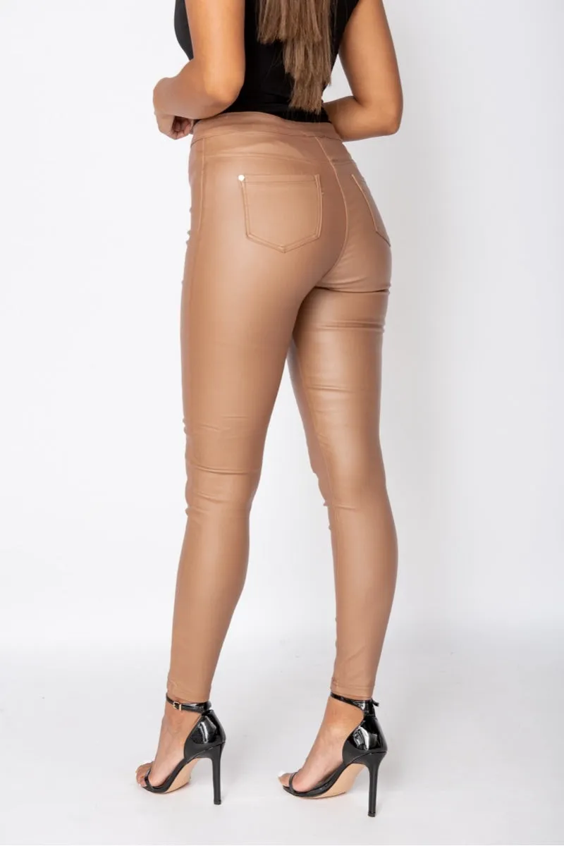 Camel Coated High Waist Jegging