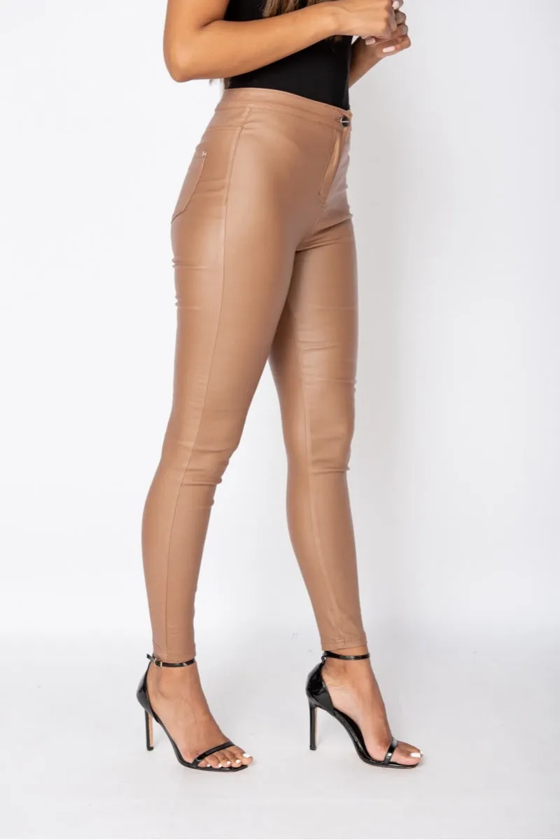 Camel Coated High Waist Jegging