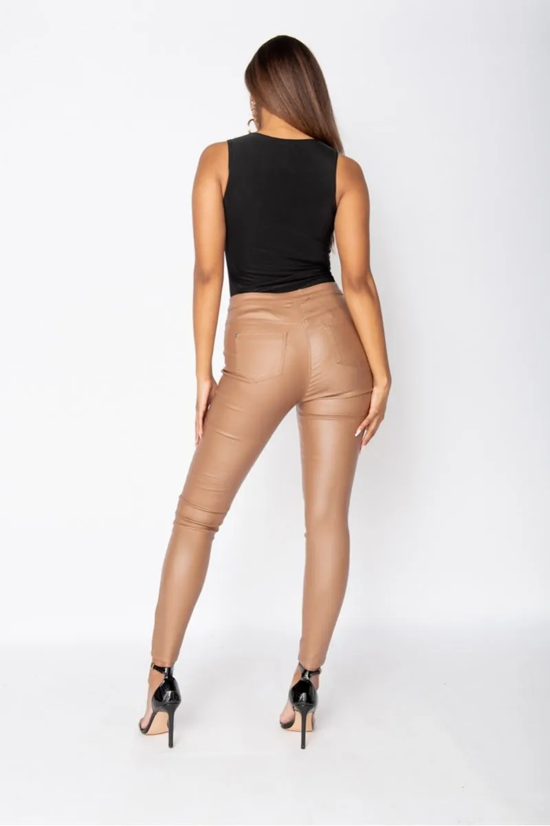Camel Coated High Waist Jegging
