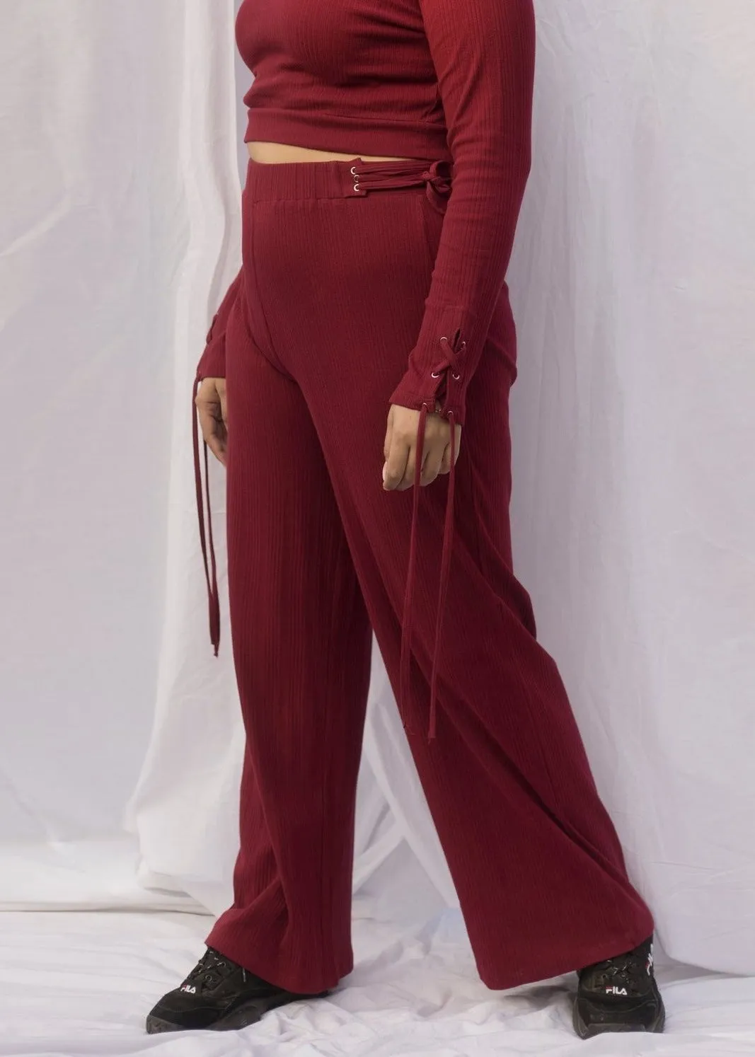 Casey Burgundy Rib Pant