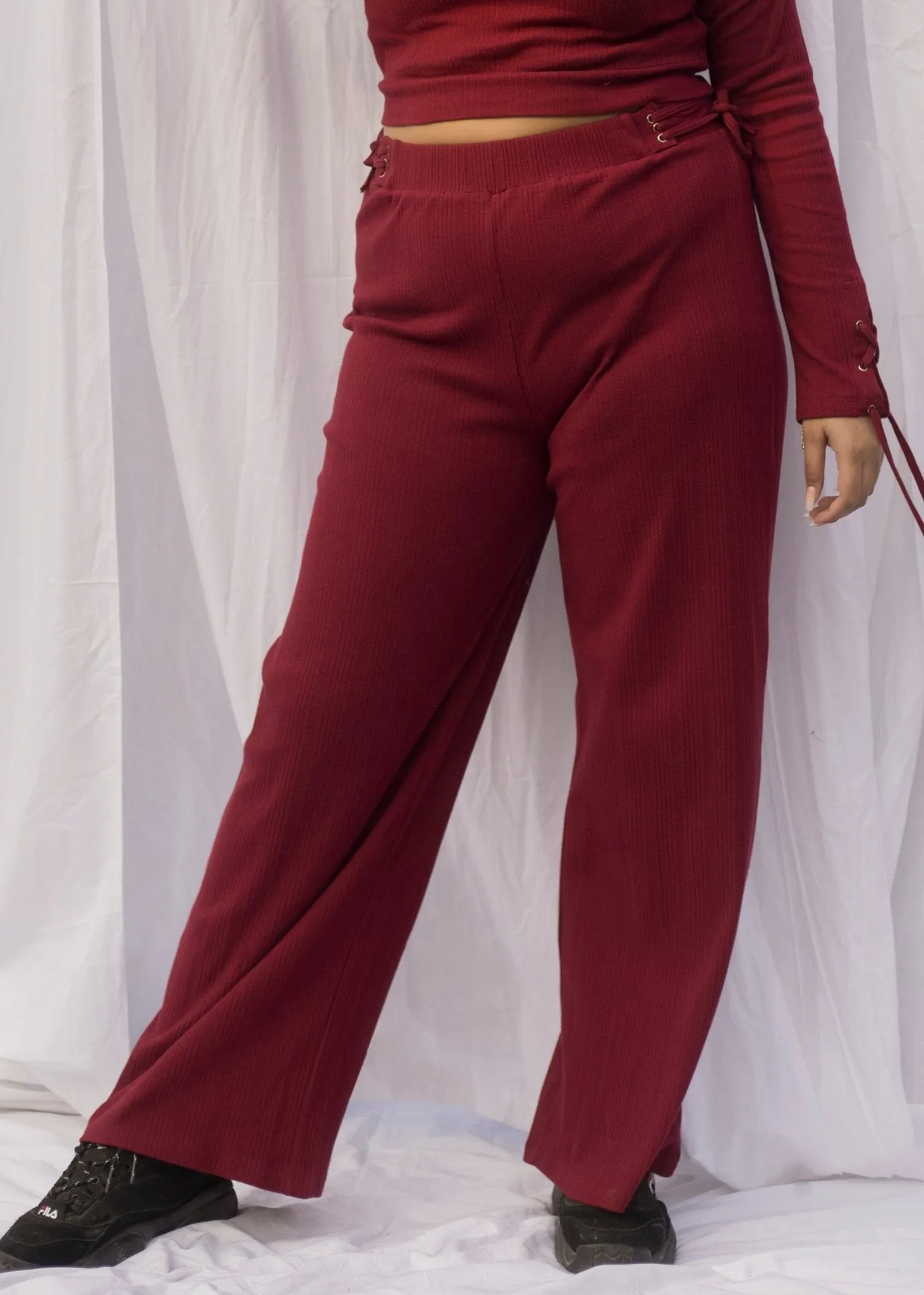 Casey Burgundy Rib Pant