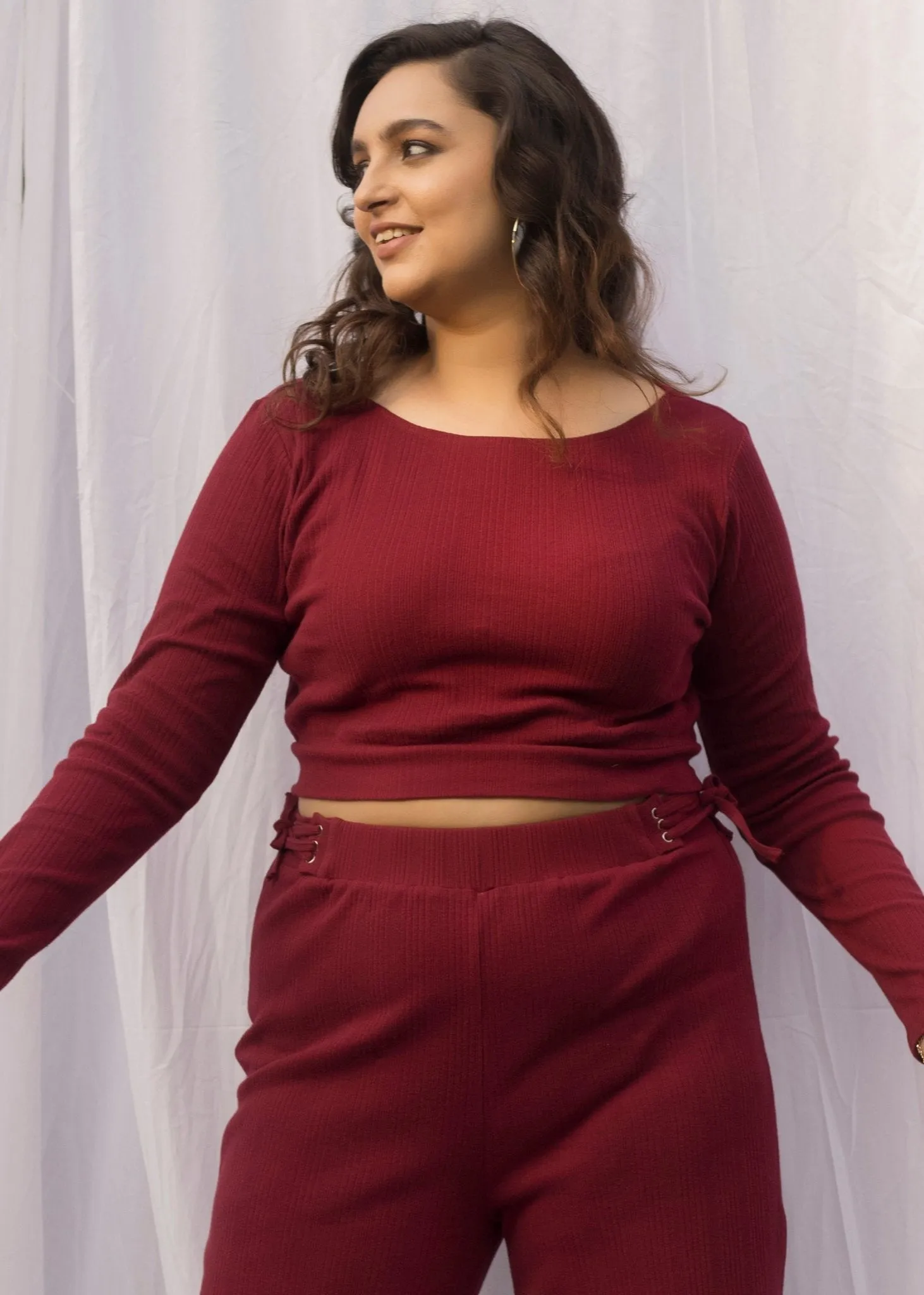 Casey Burgundy Rib Pant