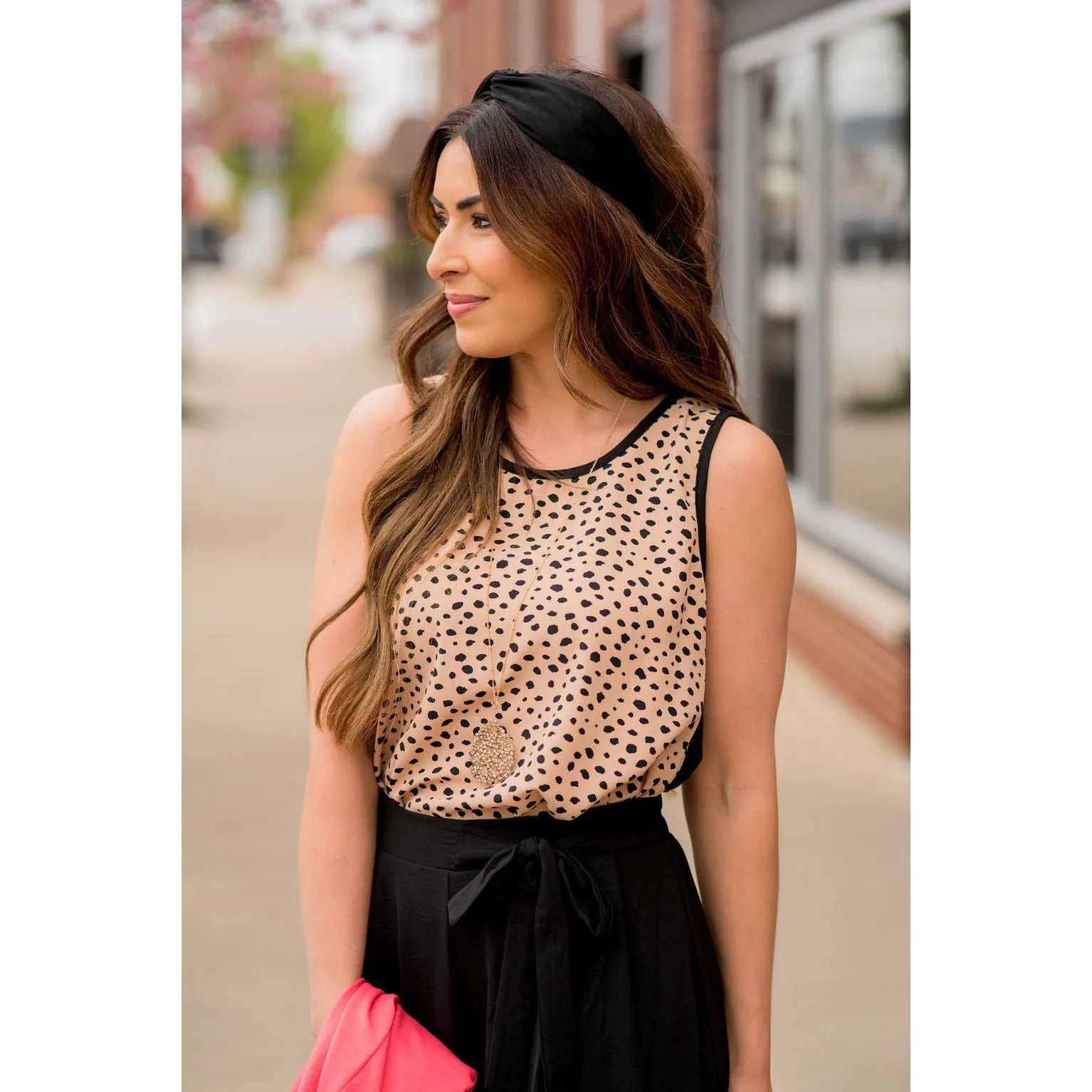 Circular Solid Back Tank Blouse