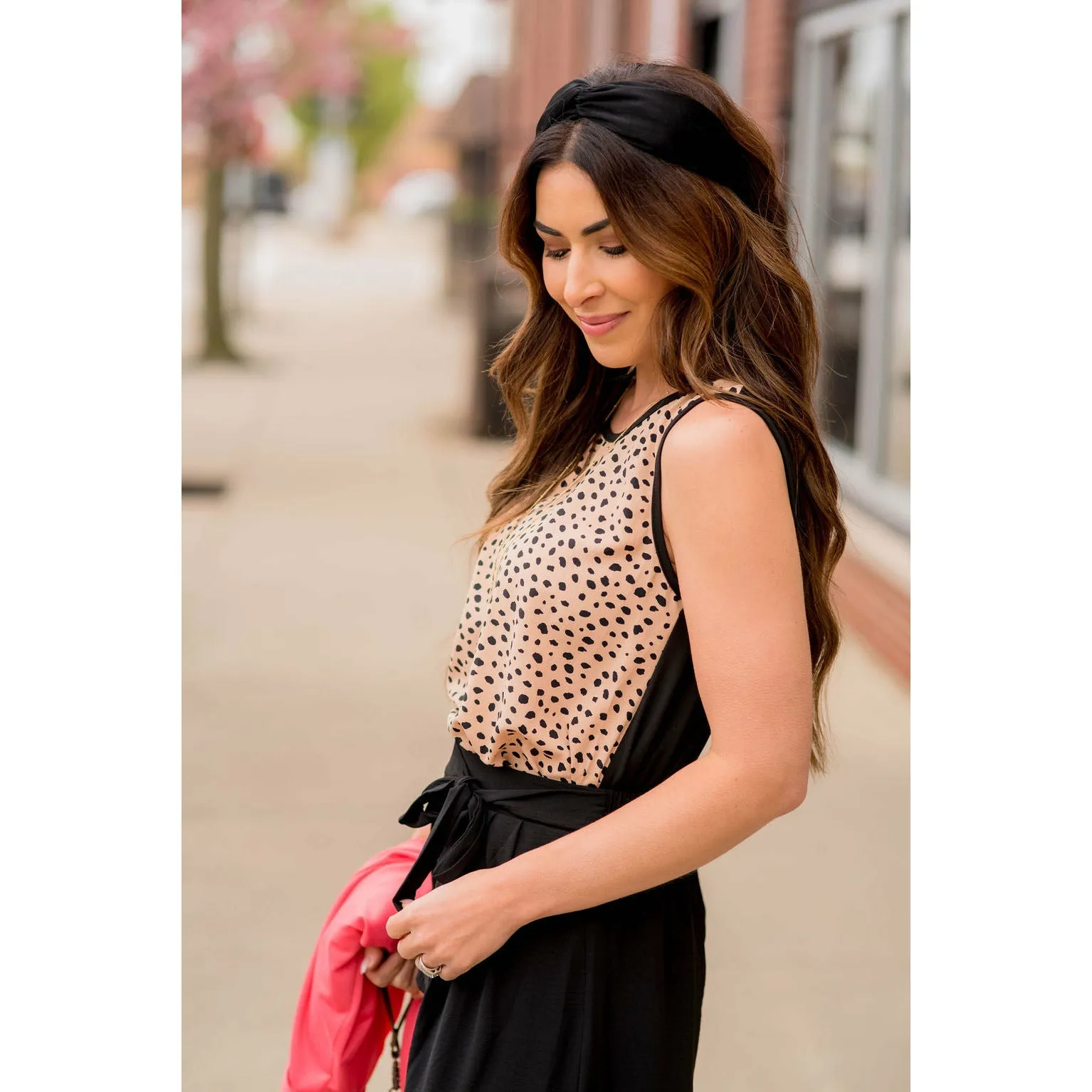 Circular Solid Back Tank Blouse