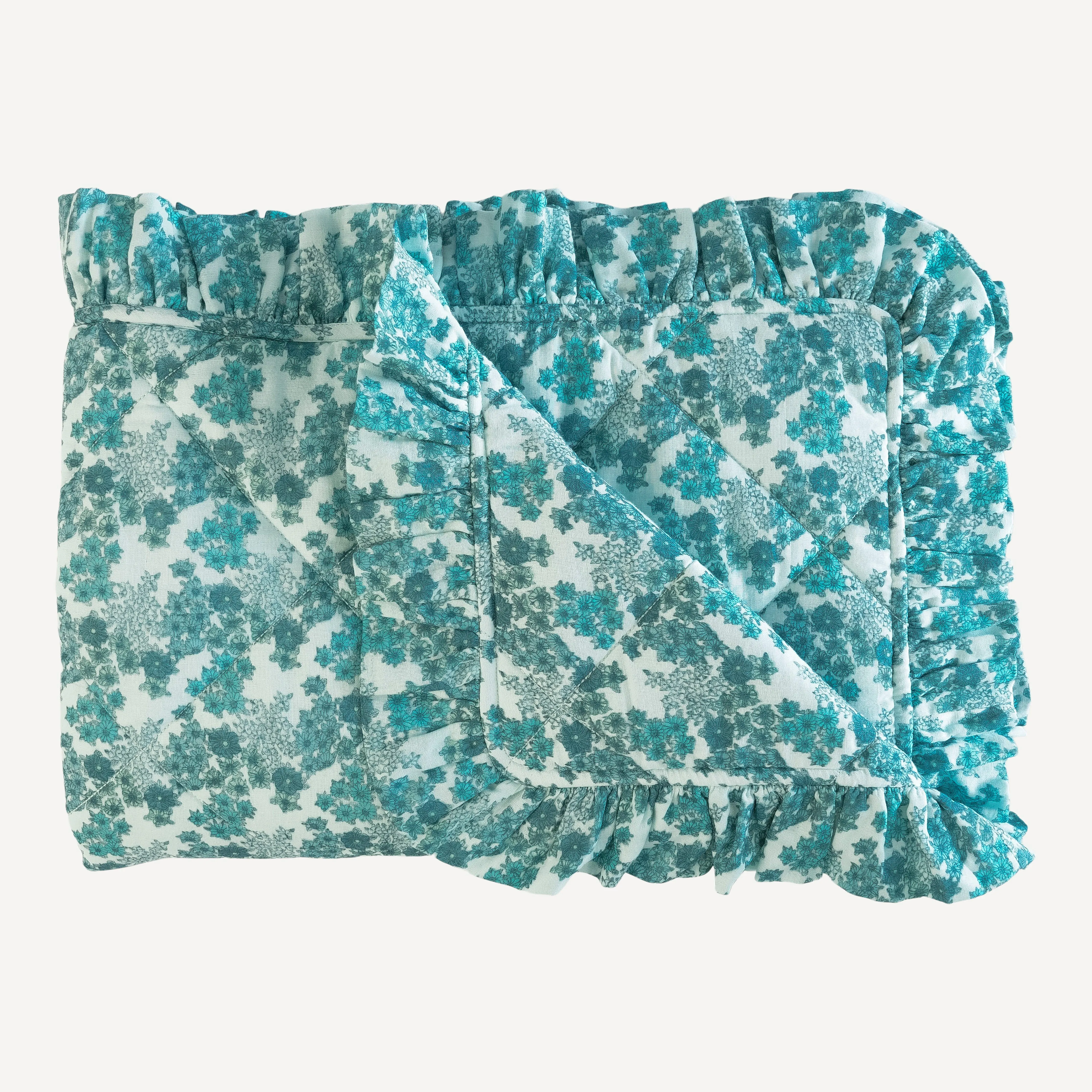 classic ruffle quilt | bluebell wildflower | organic cotton gauze