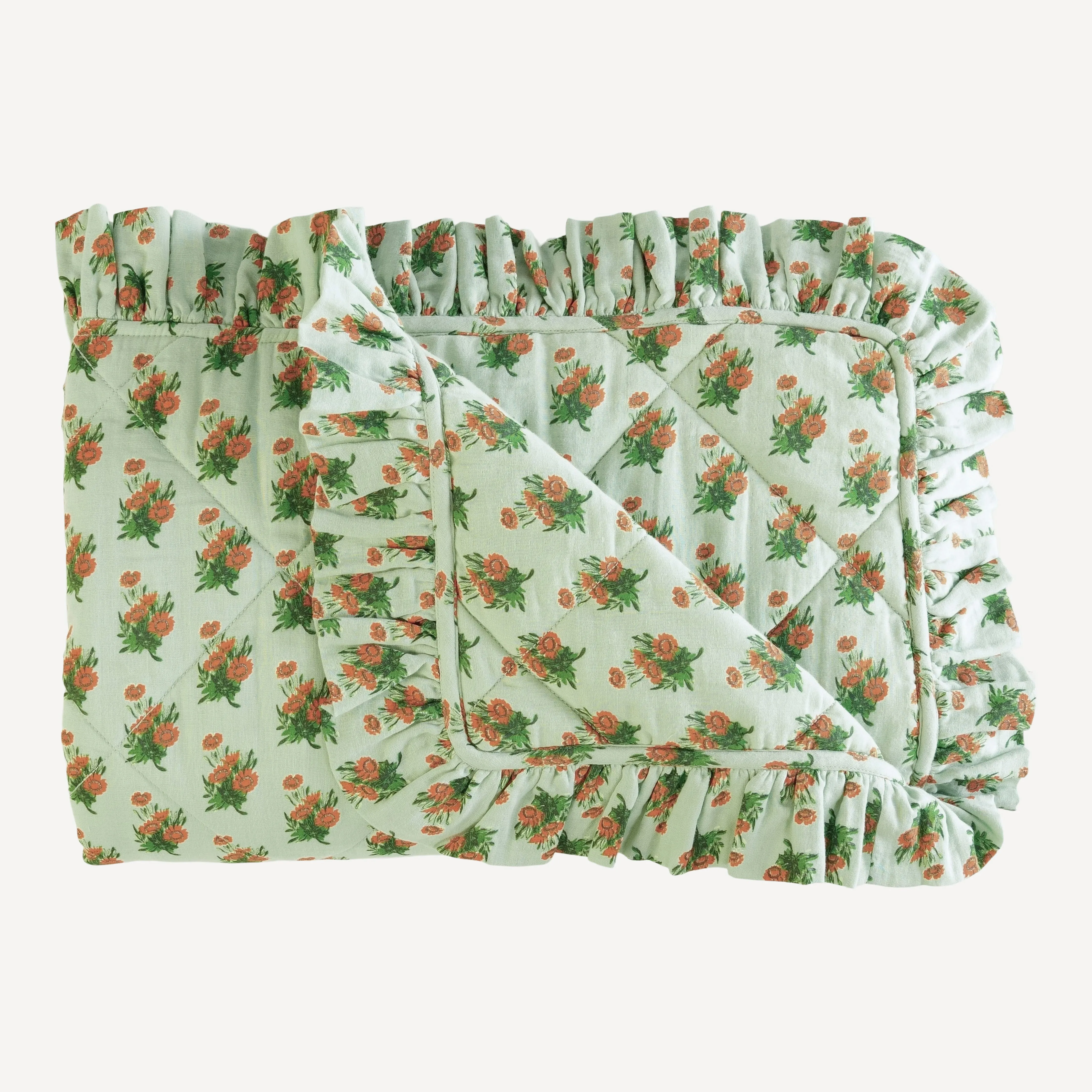 classic ruffle quilt | tiny calendula | organic cotton gauze