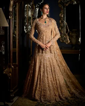 Copper Sequin Peplum & Lehenga Set