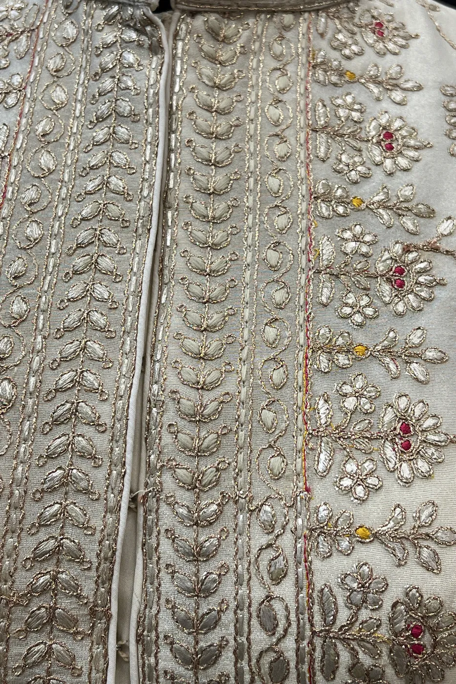 Cream Embroidery, Zari and Banaras work Peplum Style Lehenga