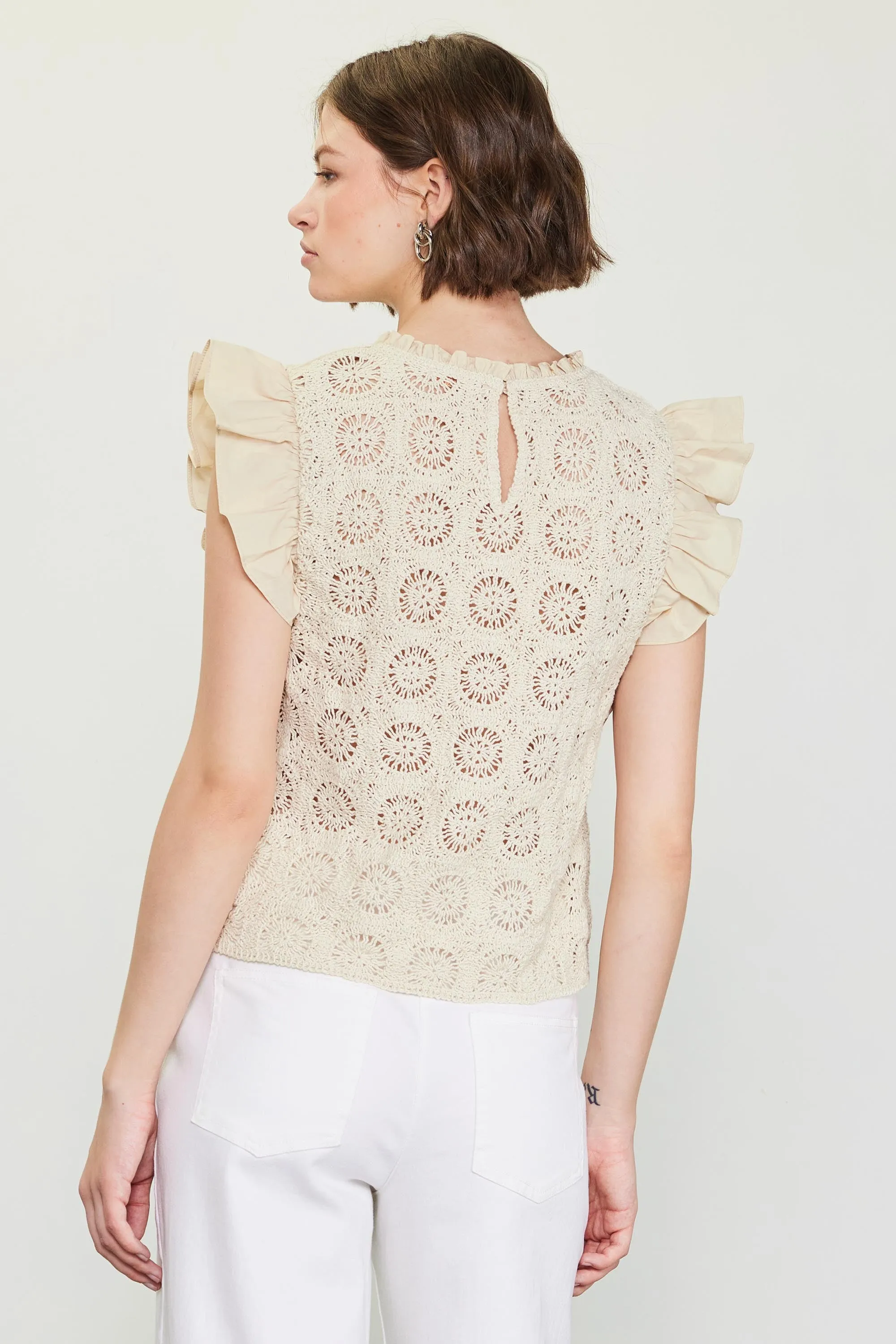 Crochet Flutter Sleeve Top