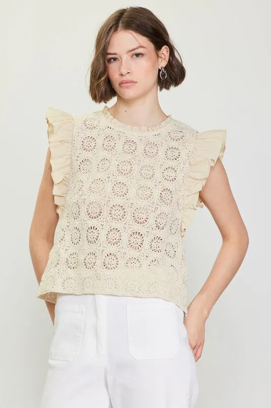 Crochet Flutter Sleeve Top