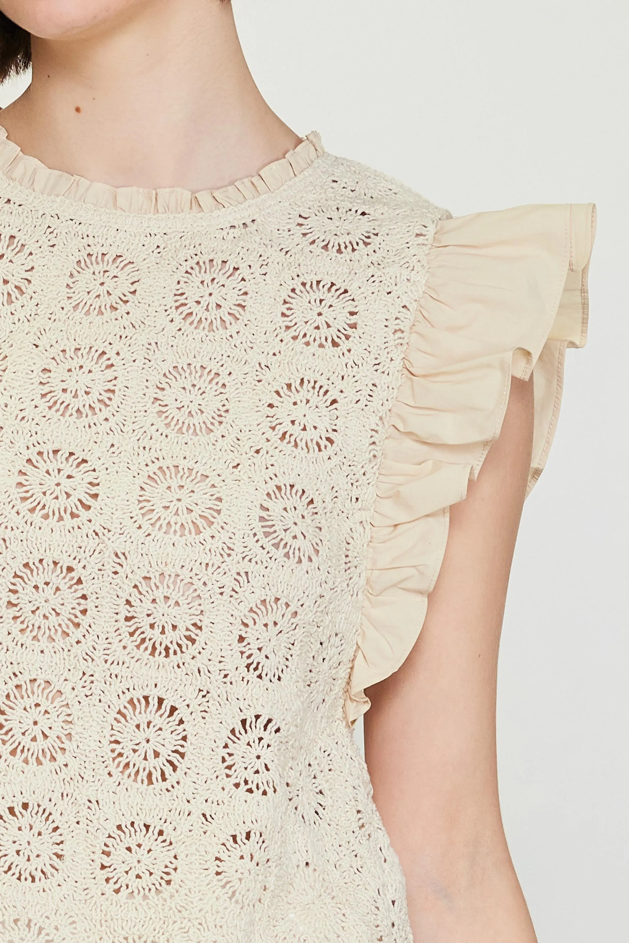 Crochet Flutter Sleeve Top