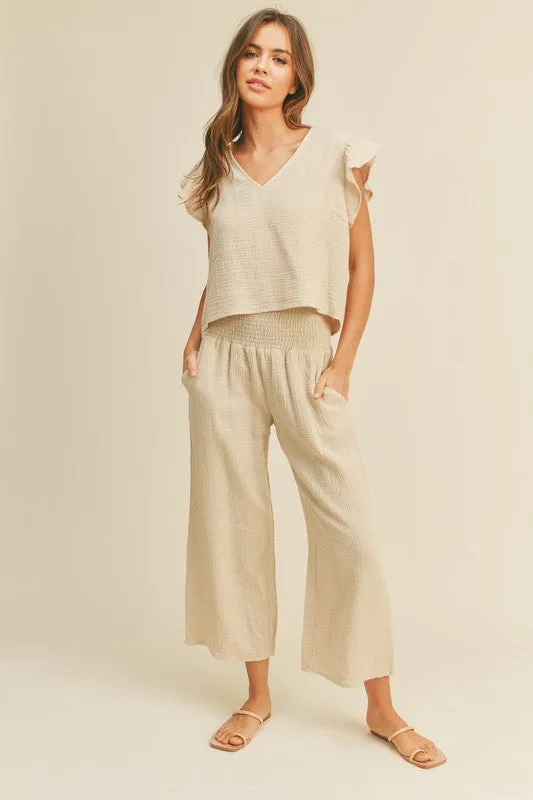 Crop Ruffle Sleeve Top