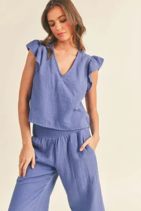 Crop Ruffle Sleeve Top