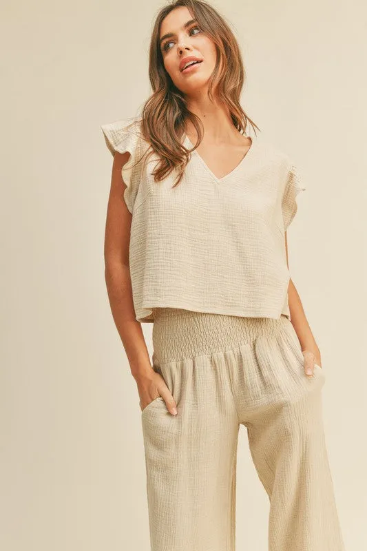 Crop Ruffle Sleeve Top