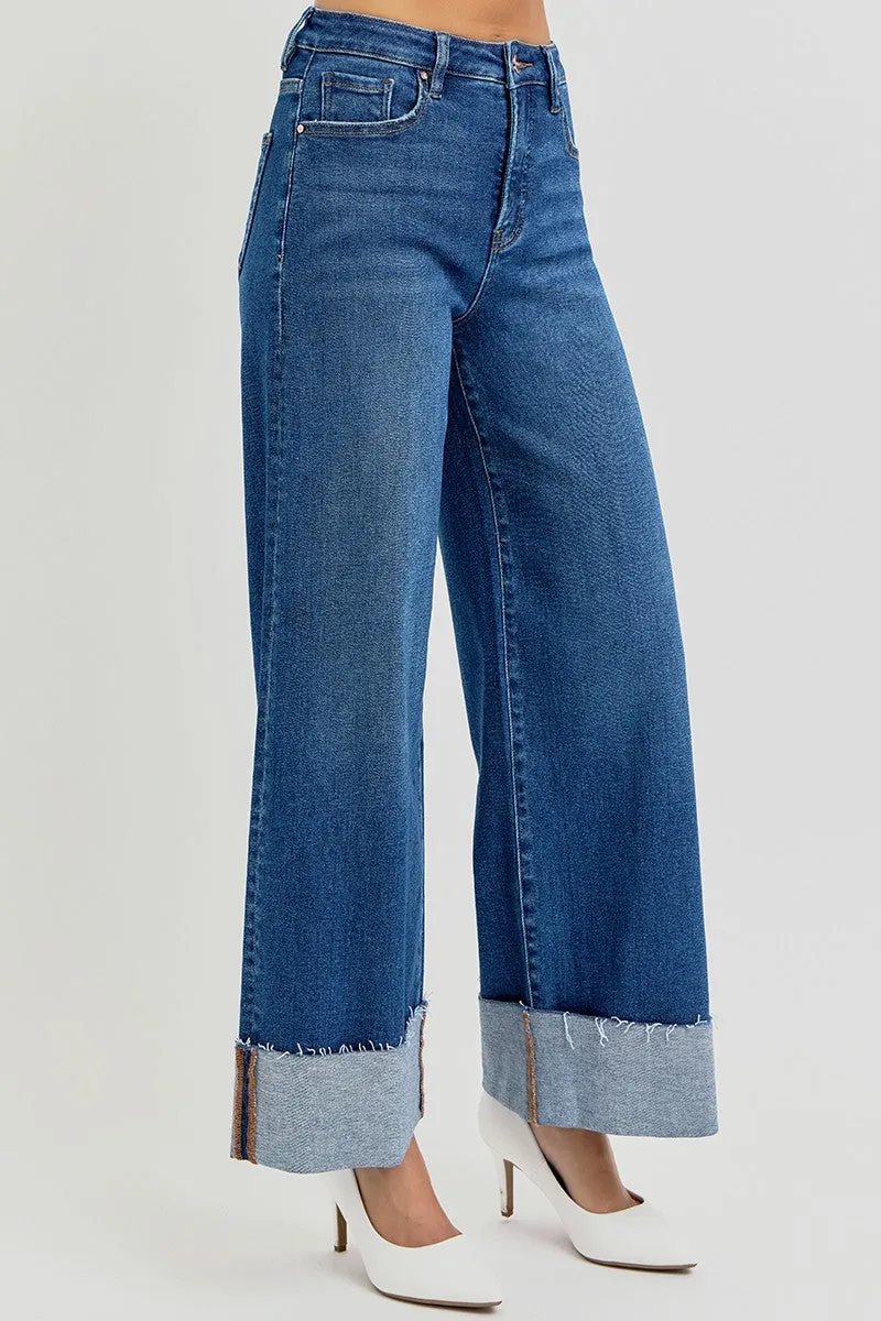 Crop Wide Cuffed Jeans
