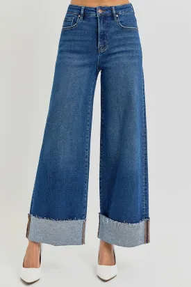 Crop Wide Cuffed Jeans
