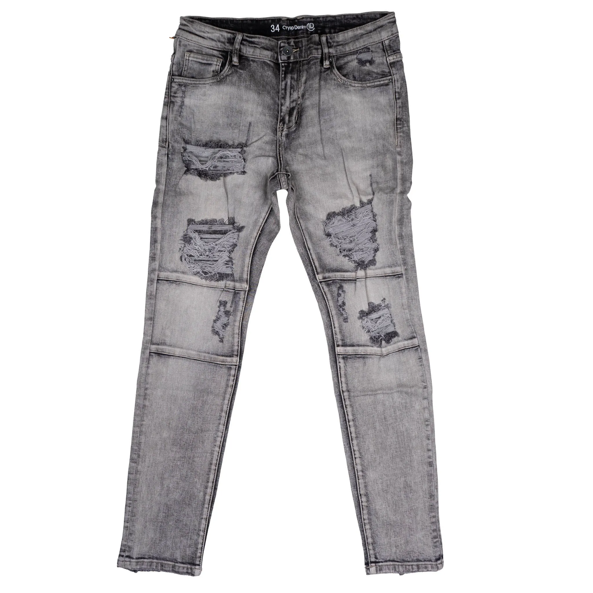 Light Grey Distressed Denim Jeans for Men - CRYSP CRYF119-128