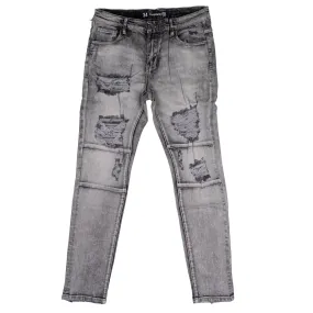 Light Grey Distressed Denim Jeans for Men - CRYSP CRYF119-128