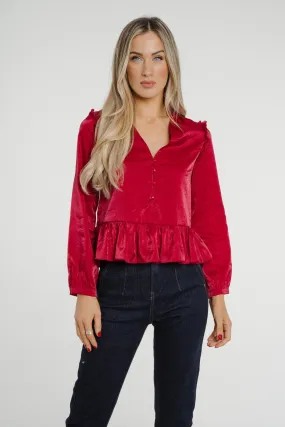 Daisy Peplum Top In Red