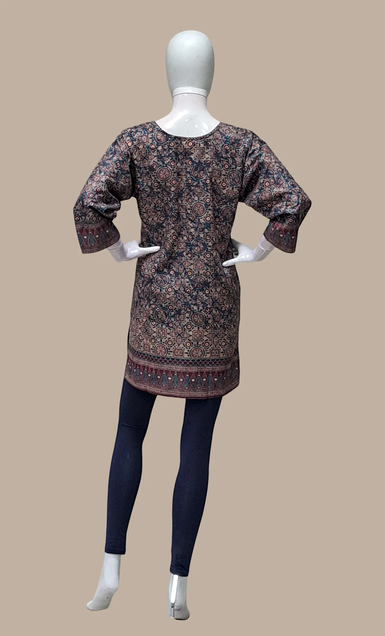 Dark Green Printed Kurti Top
