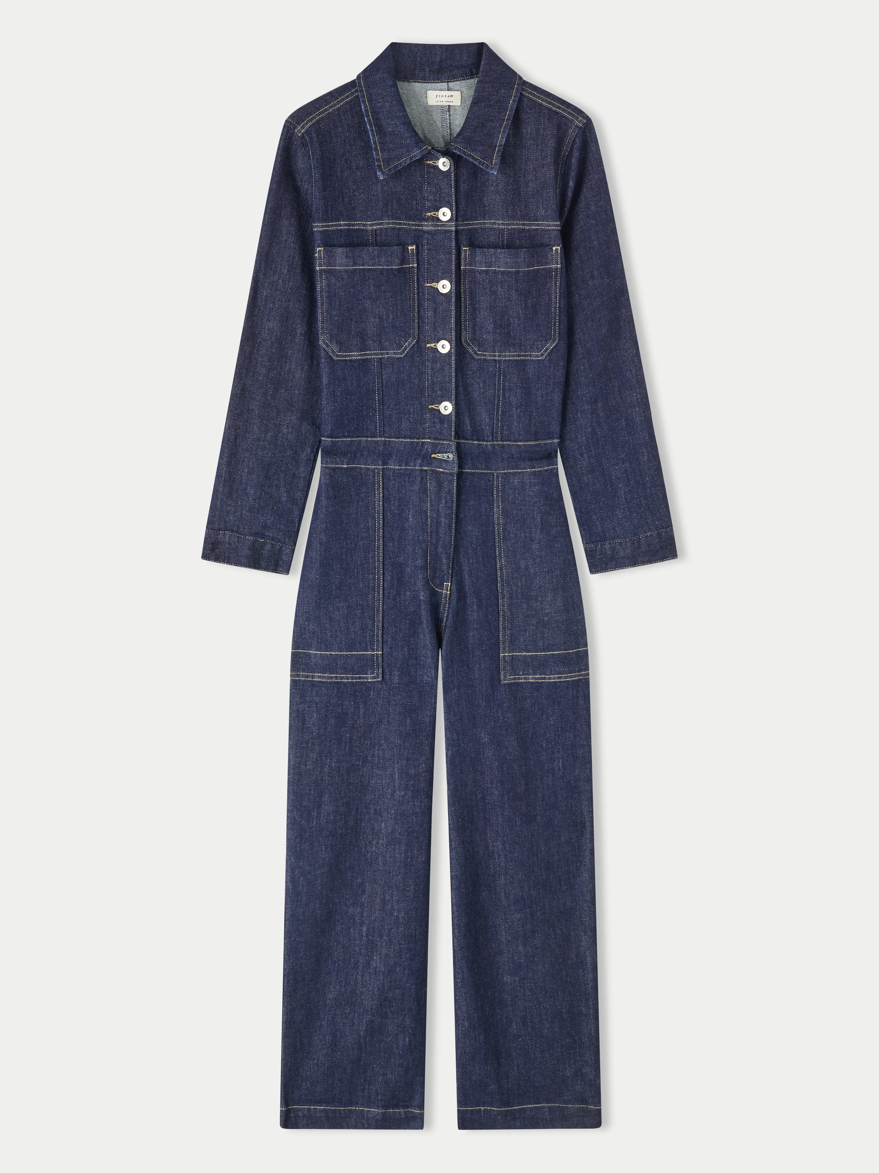 Denim Button Through Jumpsuit | Indigo