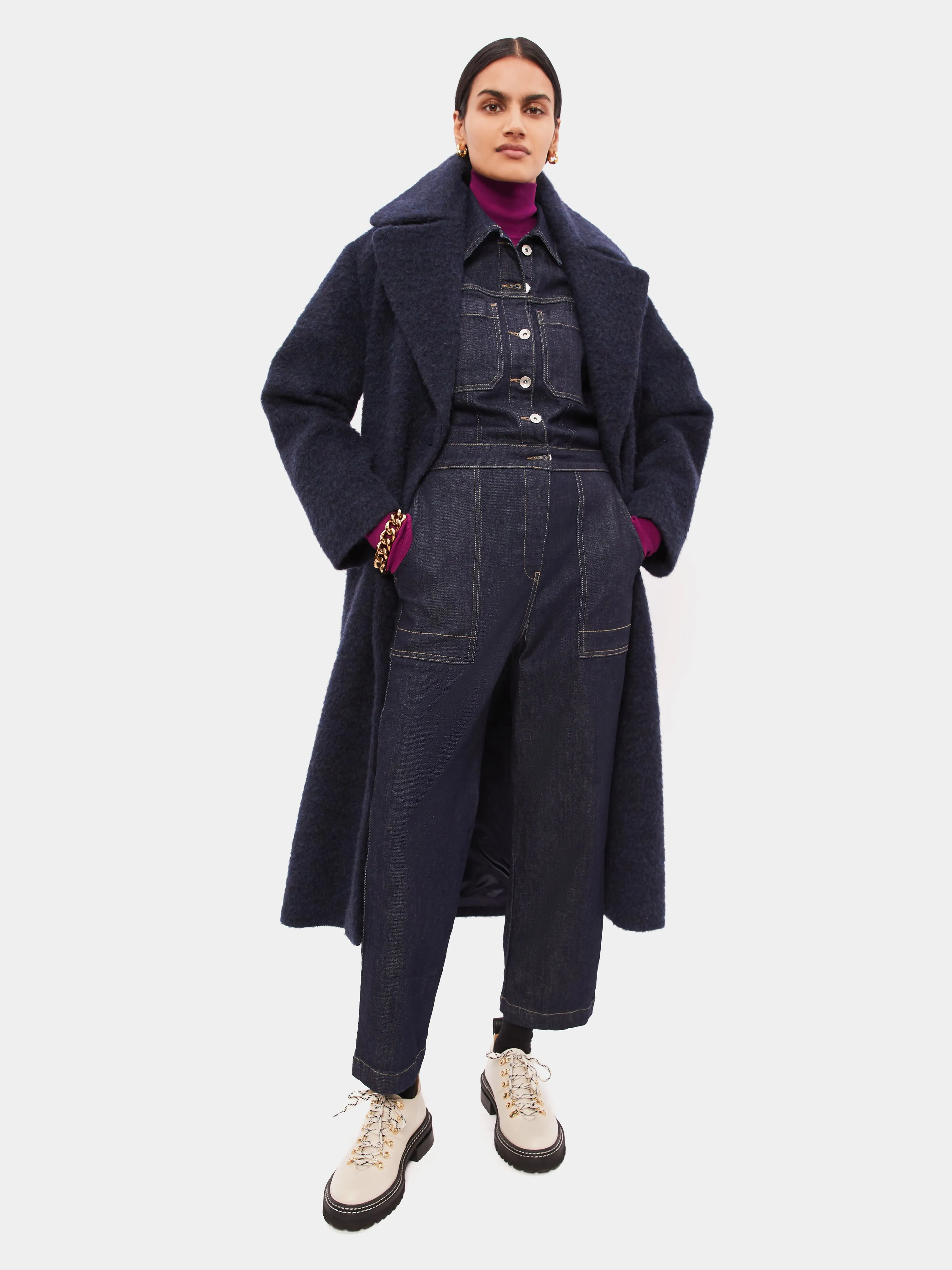 Denim Button Through Jumpsuit | Indigo
