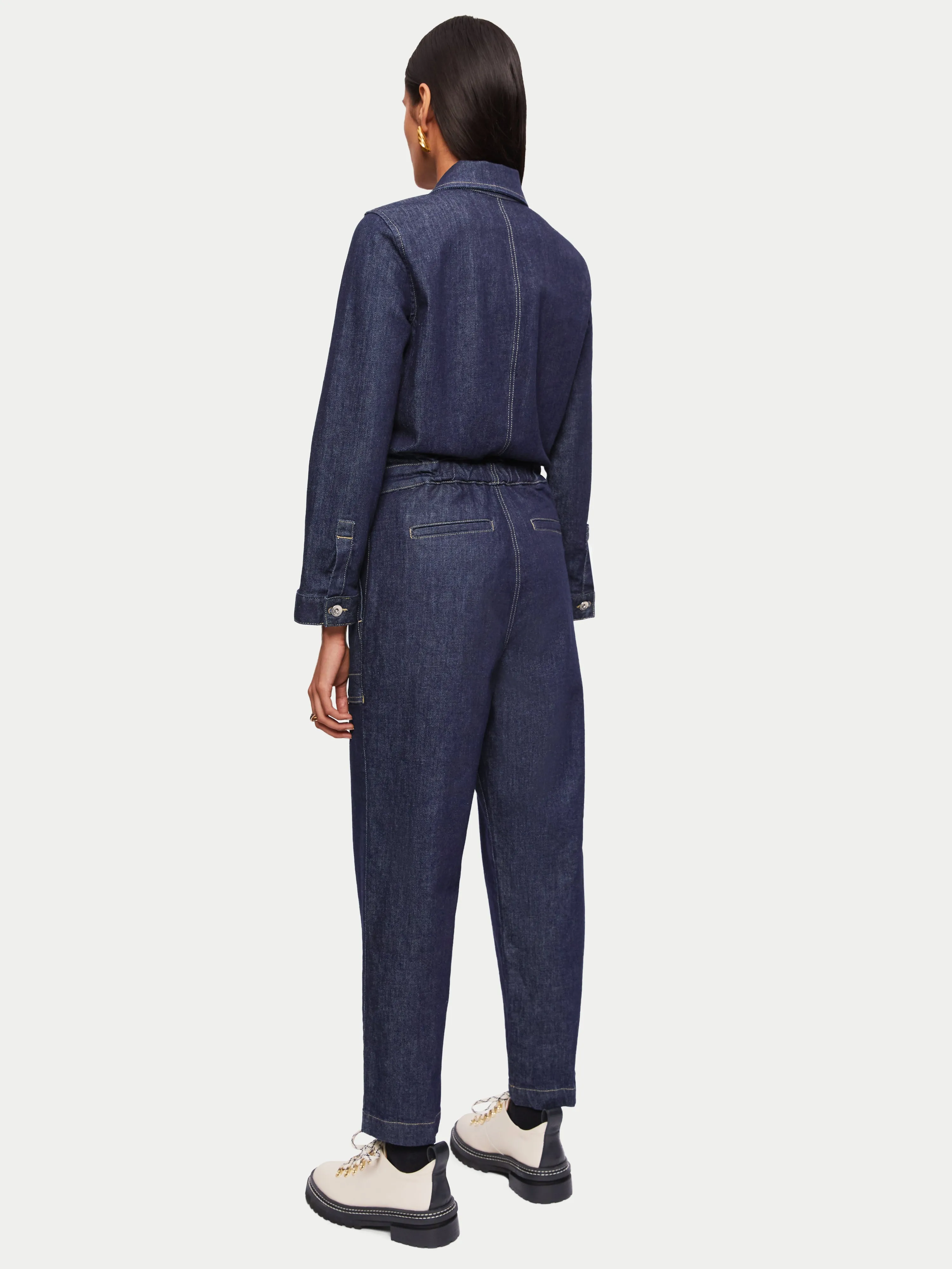 Denim Button Through Jumpsuit | Indigo