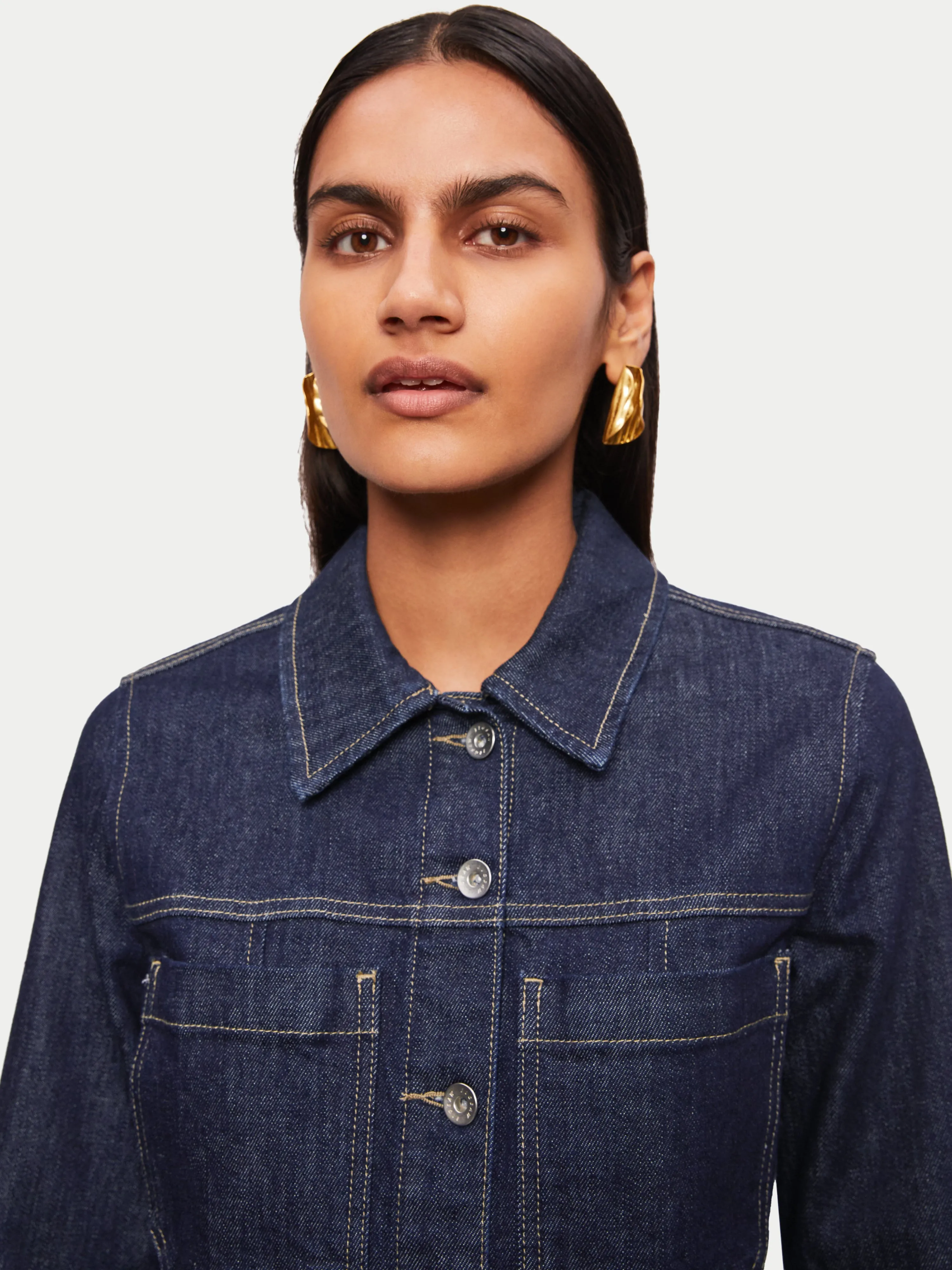 Denim Button Through Jumpsuit | Indigo