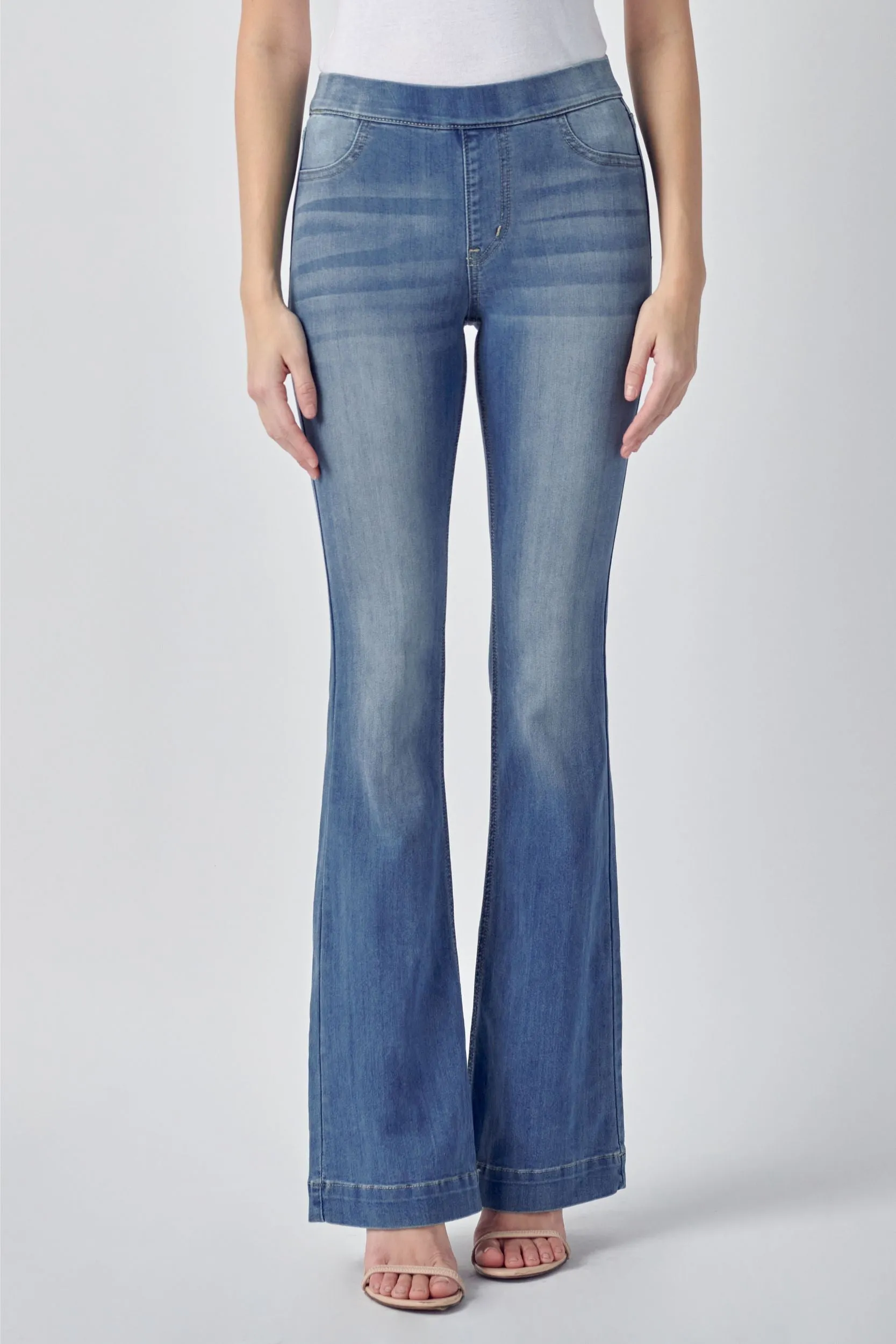 Denim Flare Pull on Pants with 33" Inseam