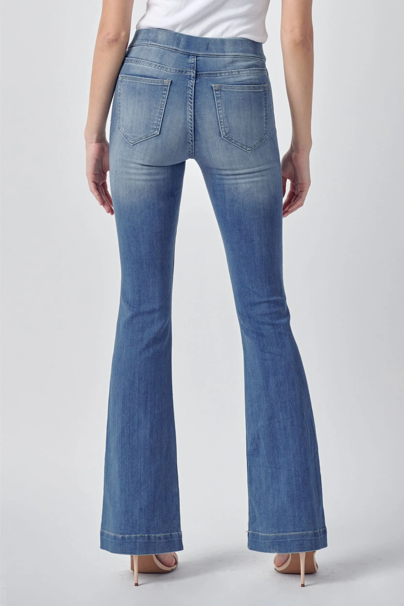 Denim Flare Pull on Pants with 33" Inseam