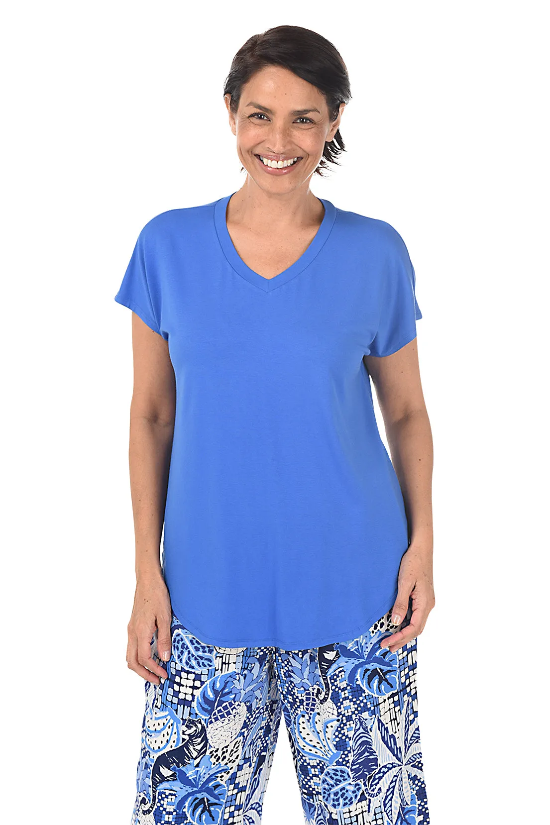 Dolman Cap Sleeve V-Neck Tee