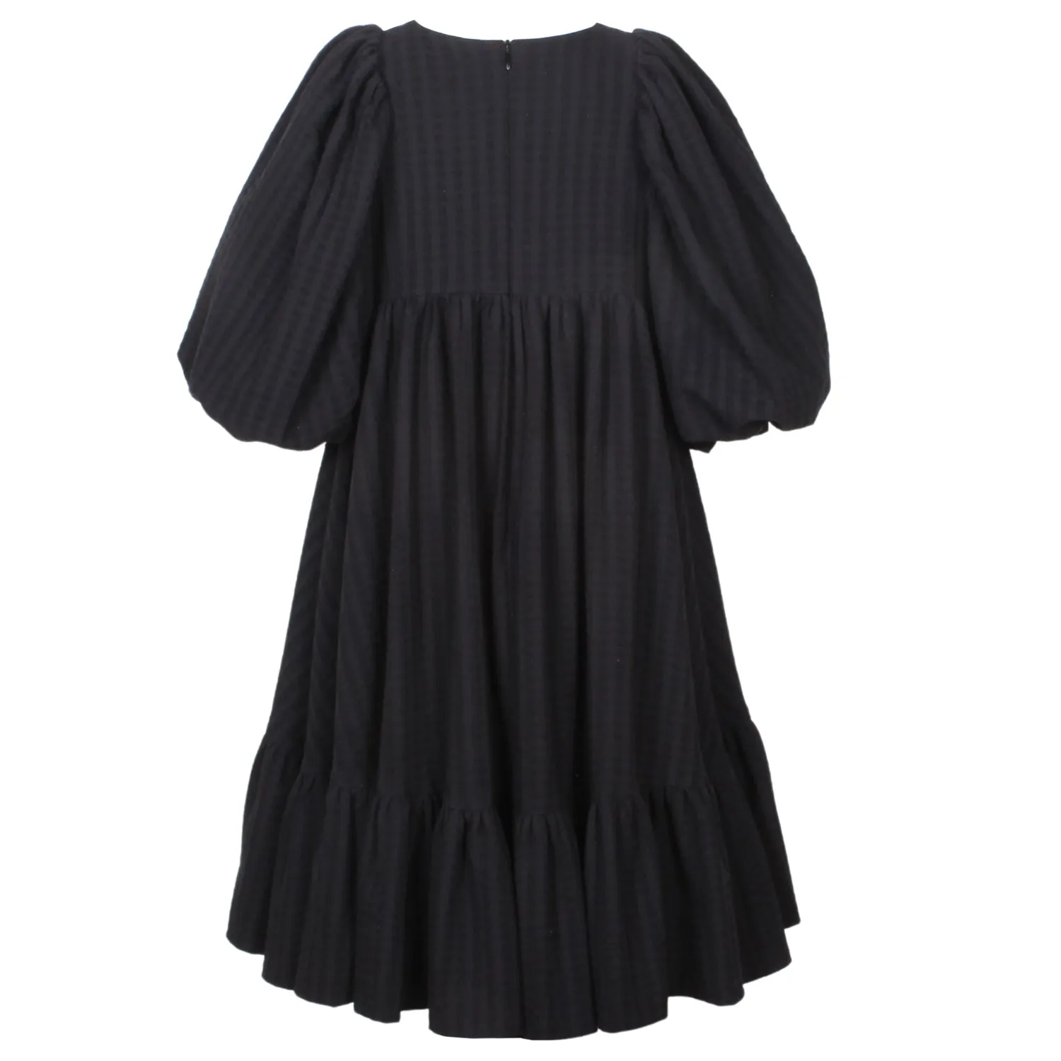 dress crepe high low with bow - black texture-1087