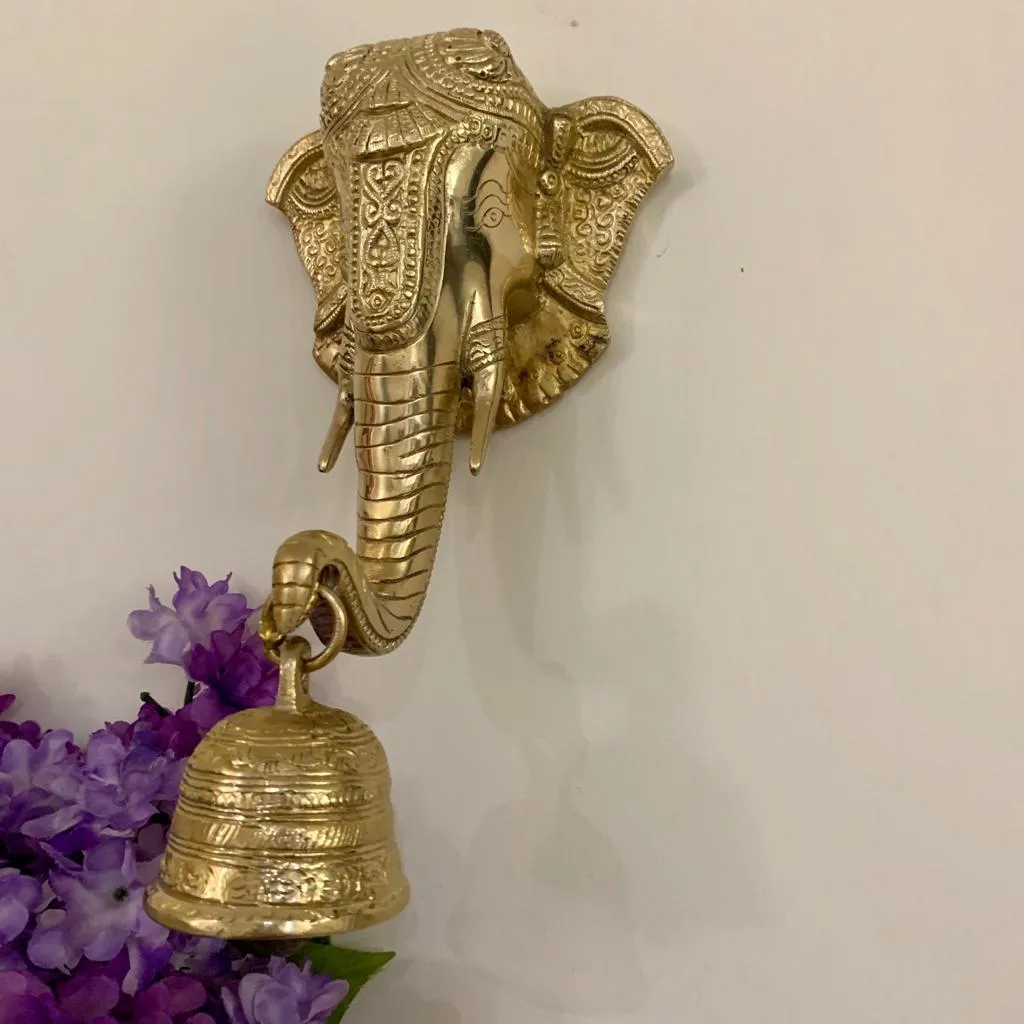 Elephant Bell (Set of 2) - Brass Wall Hanging - Decorative and Religious
