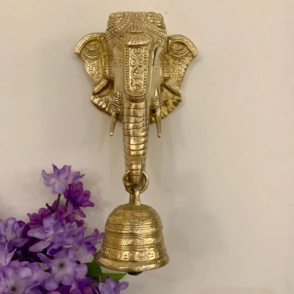 Elephant Bell (Set of 2) - Brass Wall Hanging - Decorative and Religious