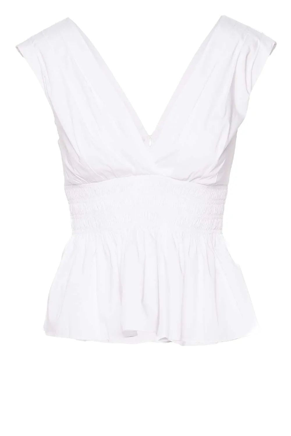 Evra White Cotton Peplum Top