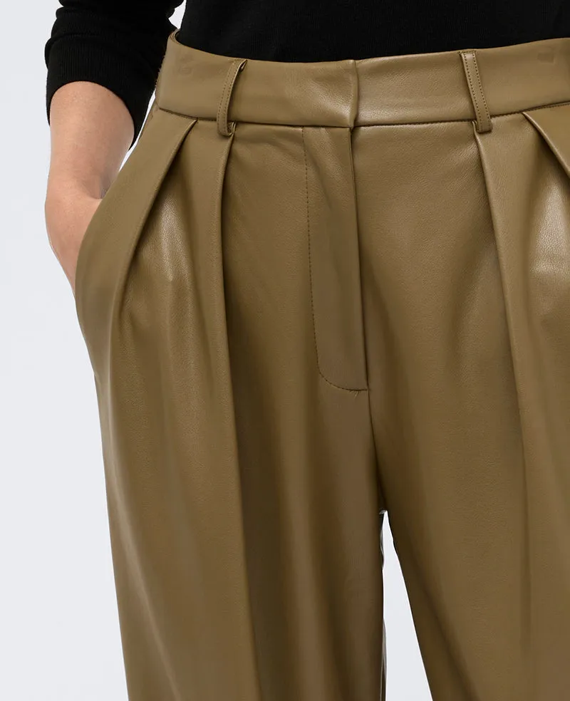 Faux Leather High Rise Wide Leg Trouser