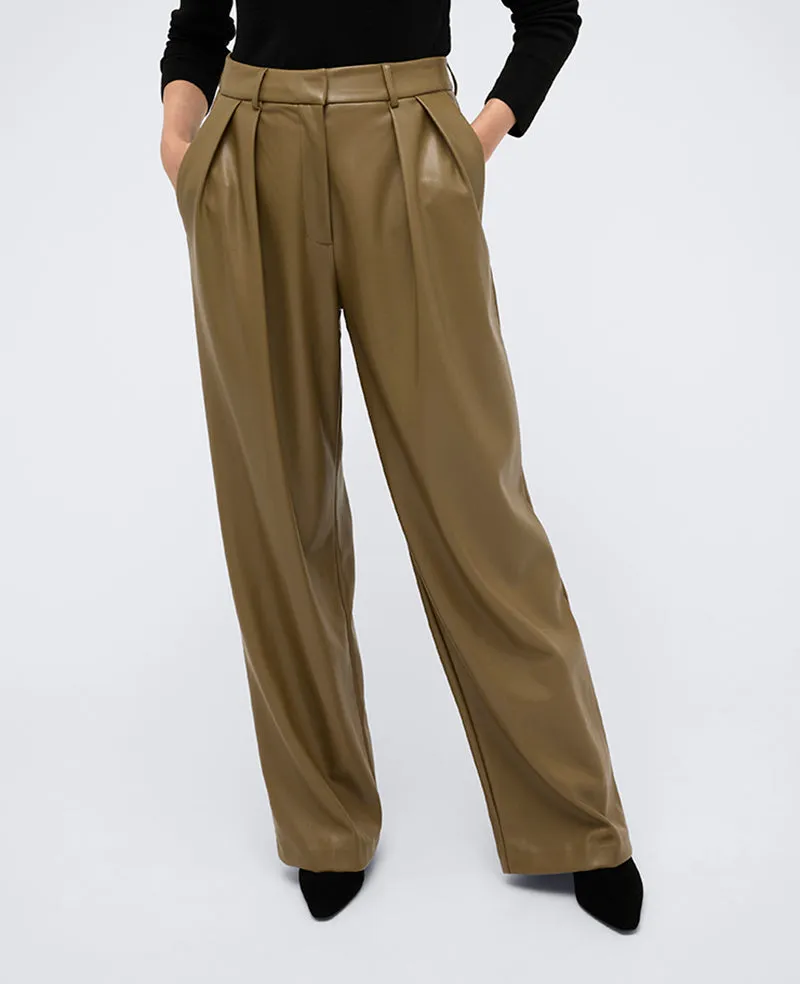 Faux Leather High Rise Wide Leg Trouser