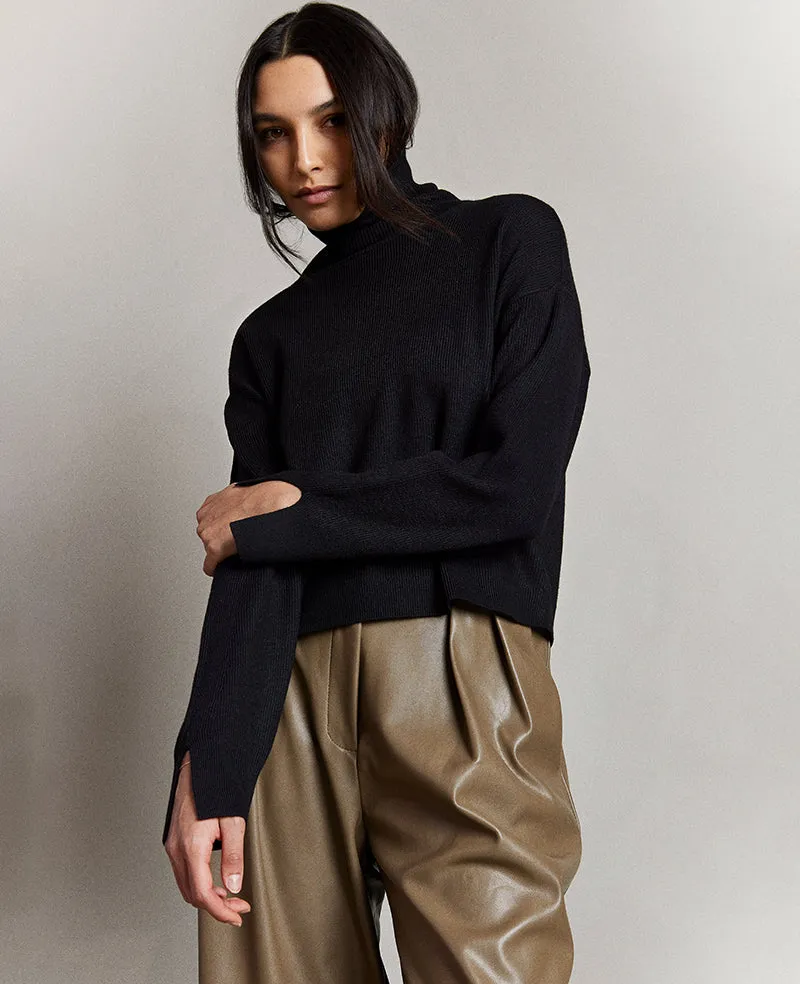 Faux Leather High Rise Wide Leg Trouser