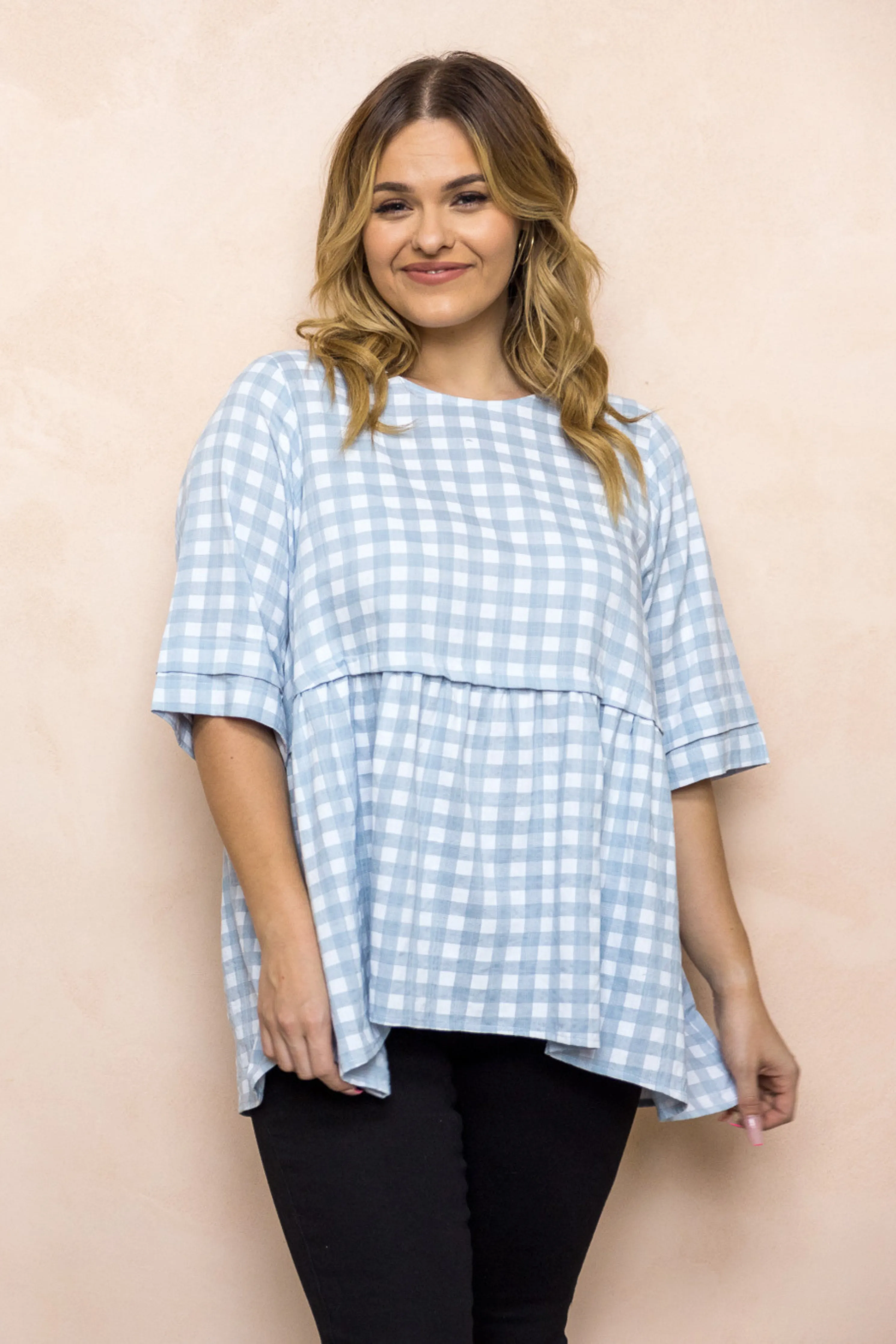 FINAL SALE Kingsley Top in Sky Check