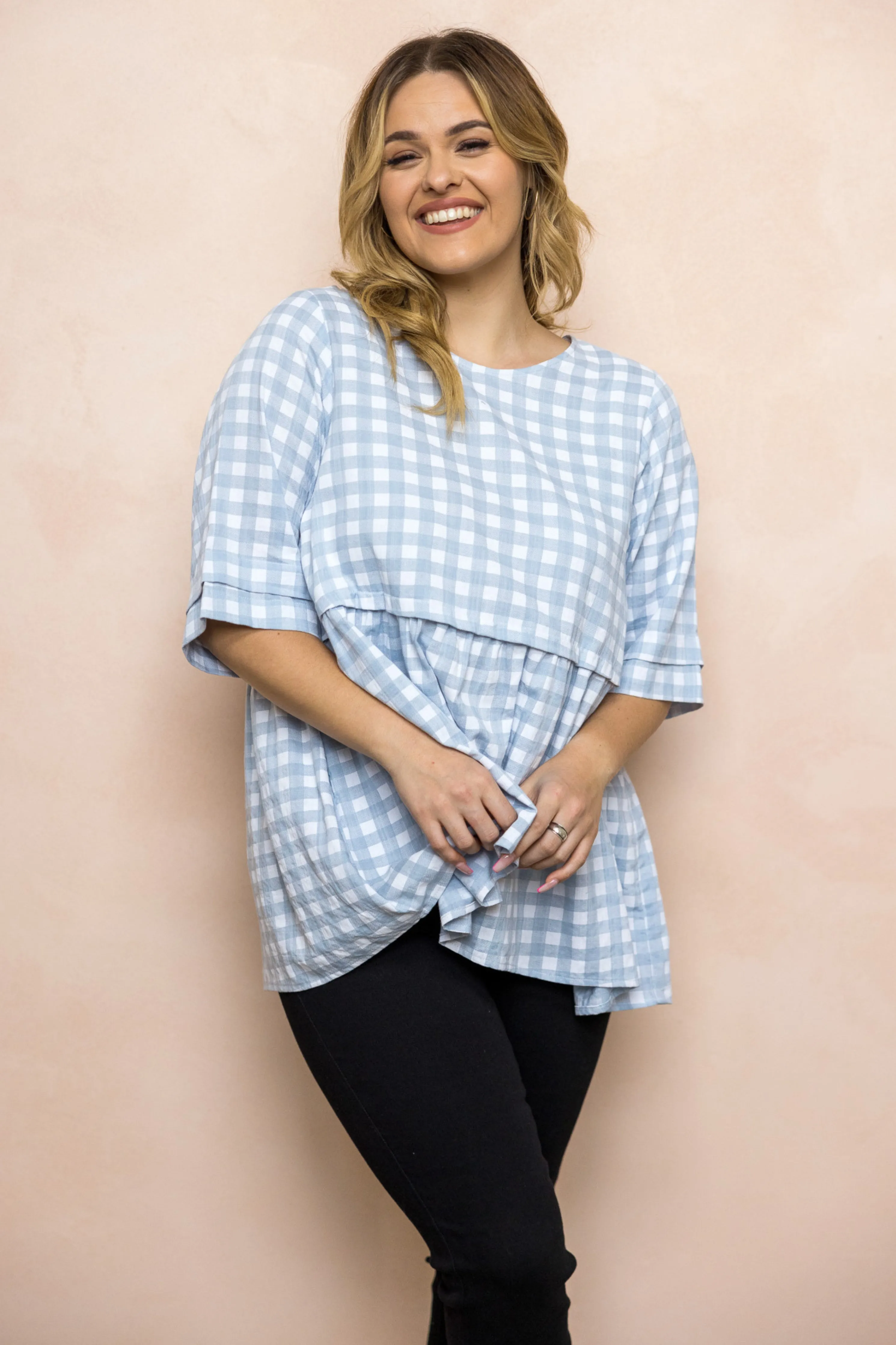 FINAL SALE Kingsley Top in Sky Check