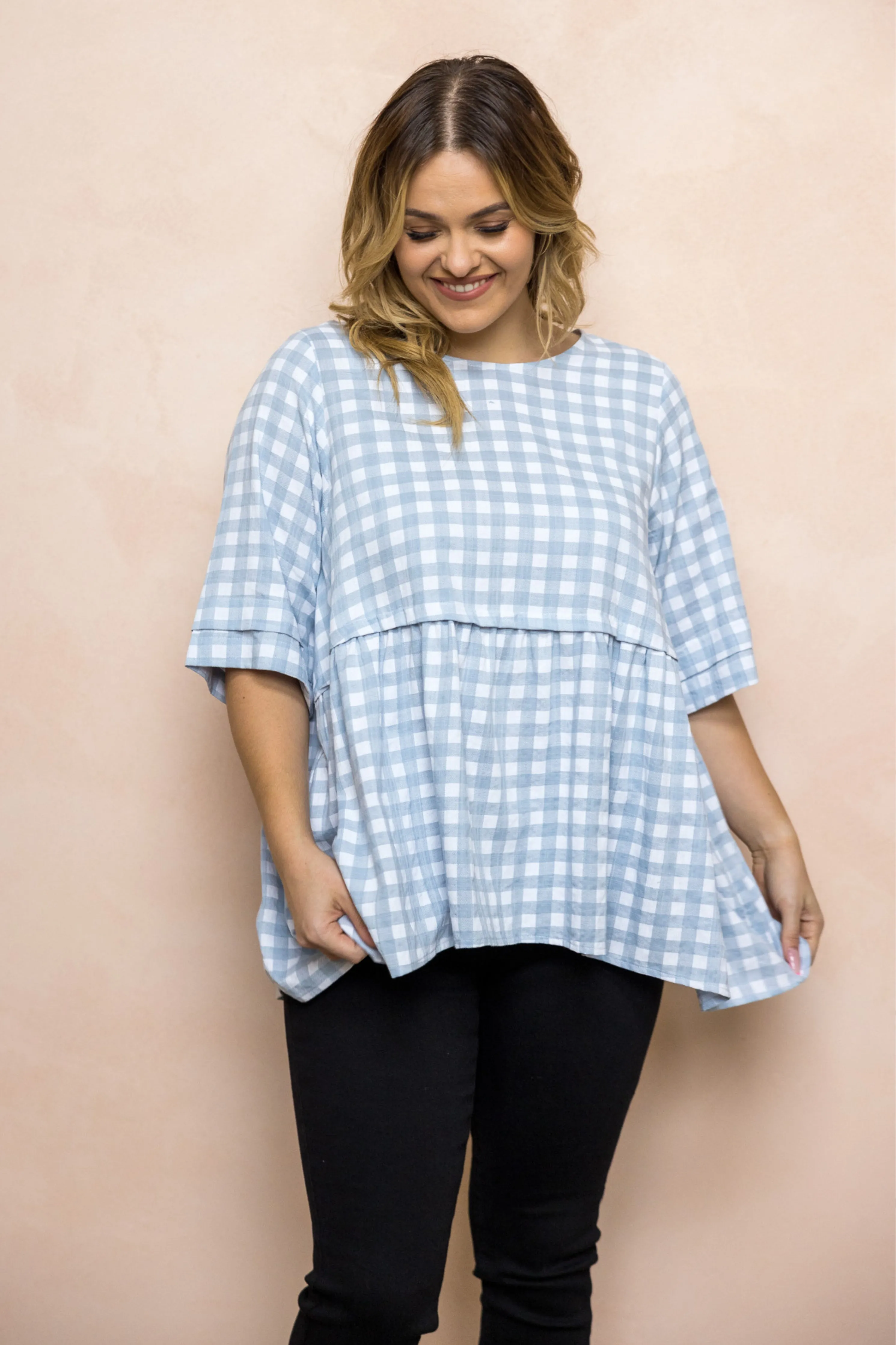 FINAL SALE Kingsley Top in Sky Check