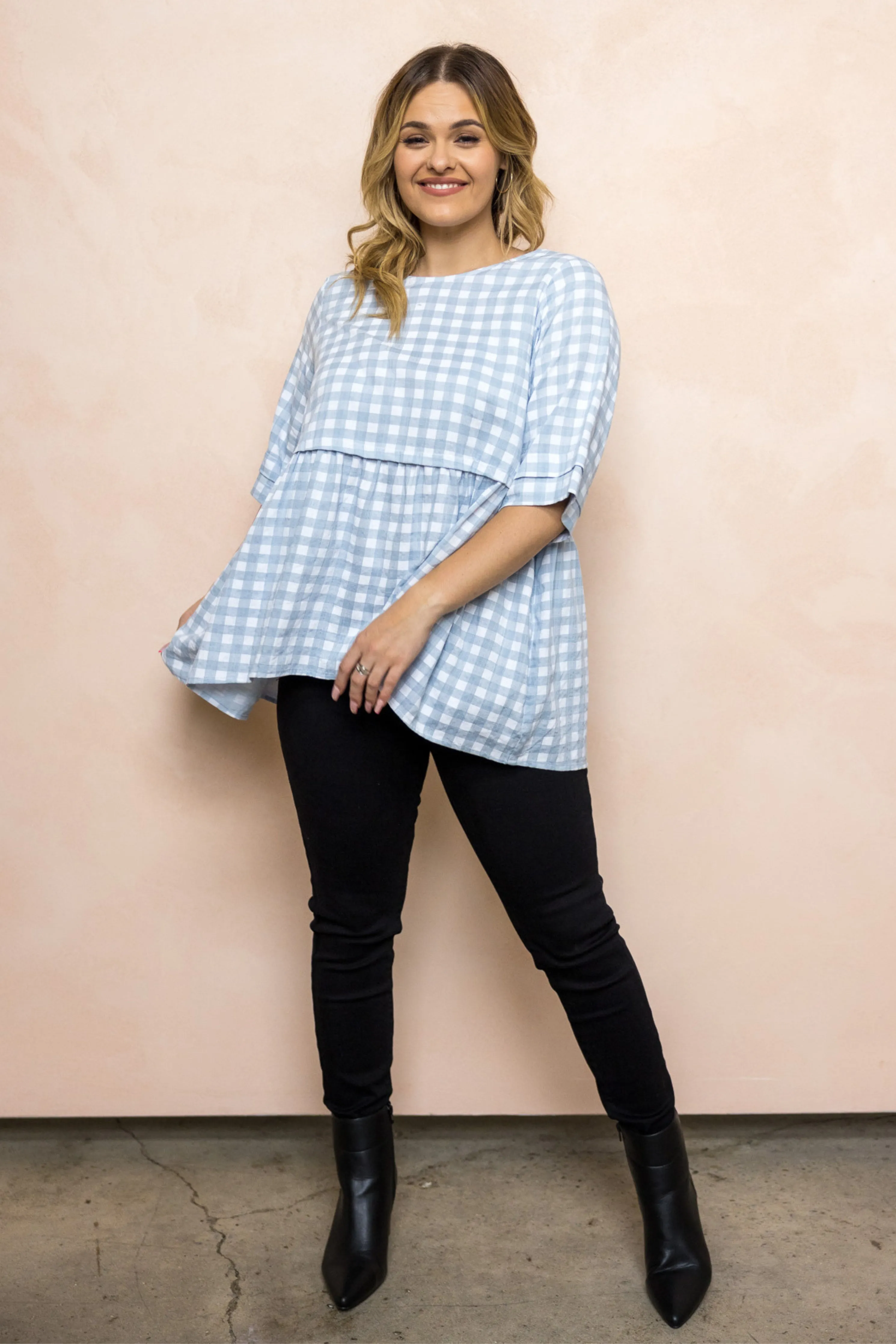 FINAL SALE Kingsley Top in Sky Check