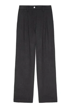 Flannel Pleated Pant in Charcoal