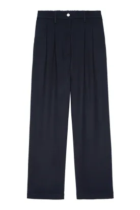 Flannel Pleated Pant In Navy