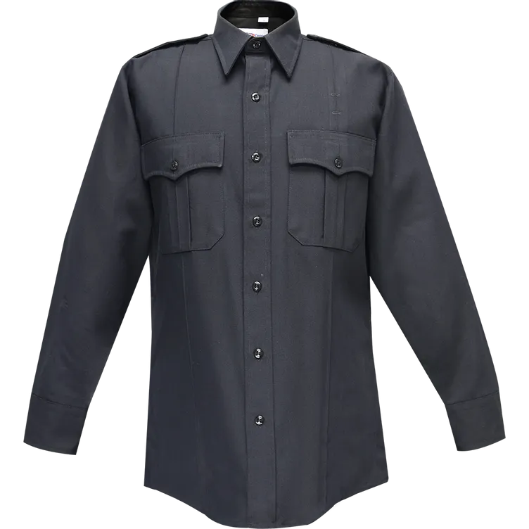 Flying Cross Command Long Sleeve Shirt w/ Zipper & Convertible Sport Collar - LAPD Navy